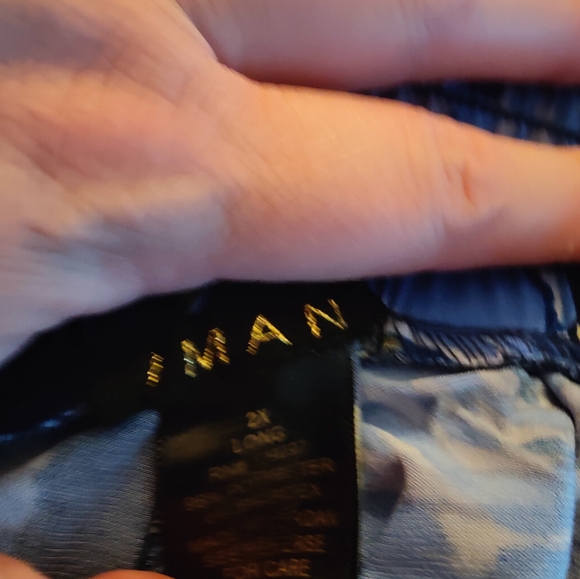 Nwt Iman blue peasant blouse and floral pants set, 2x - Picture 3 of 8